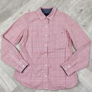 Tommy Hilfiger Men's Size XS Plaid Red Blue White Button Up Long Sleeve